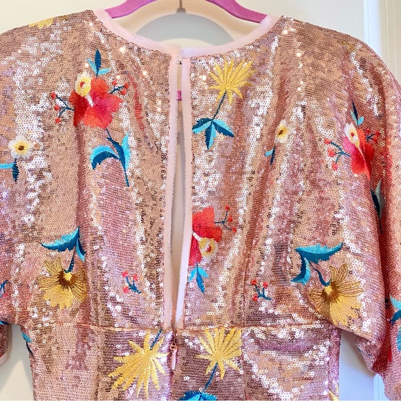 NWOT JELLA Couture floral sequin mini dress - Picture 4 of 14